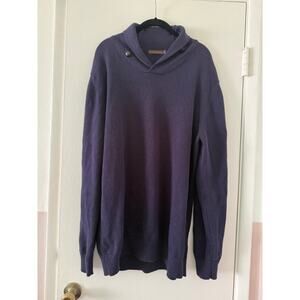 J. Hilburn Cotton and Cashmere Navy Blue Sweater - Size Large Tall